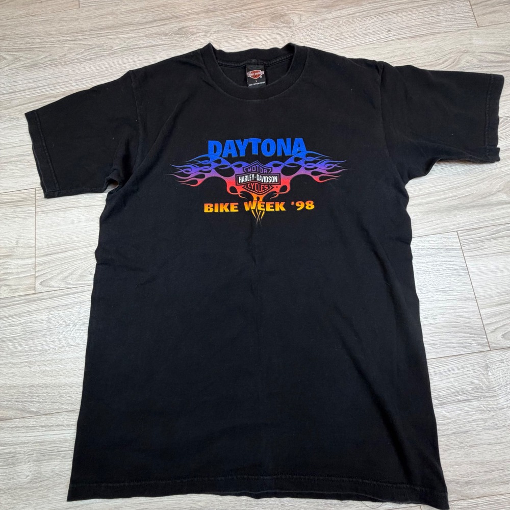 Vintage 90's Harley Davidson‎ Daytona Bike Week 1998 T-Shirt Mens Large Black